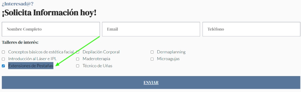 ejemplo formulario extension de pestañas