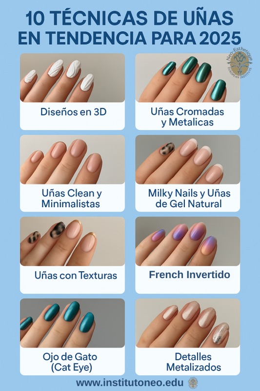 tipos de uñas y nombres de técnicas de uñas