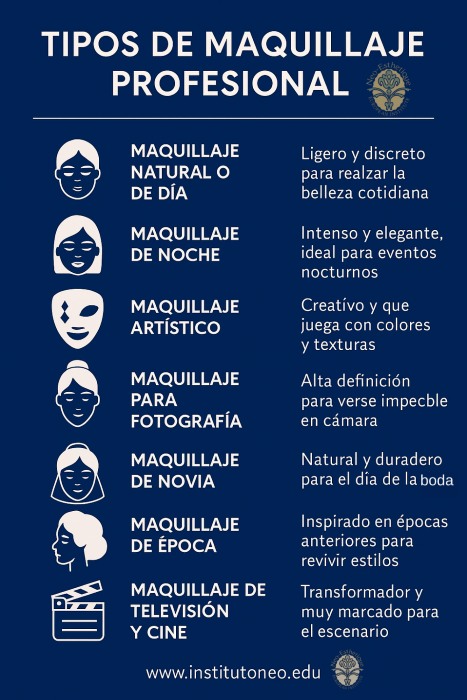 infografia con Tipos de maquillaje profesional 2025