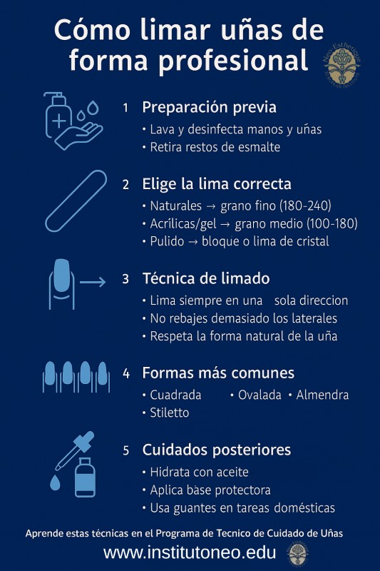 infografia cómo limar las uñas