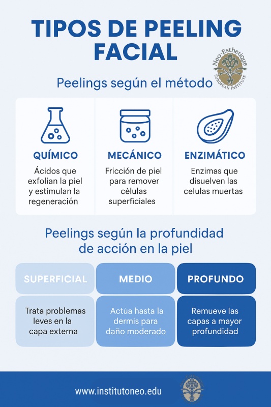 Infografia con tipos de peeling facial