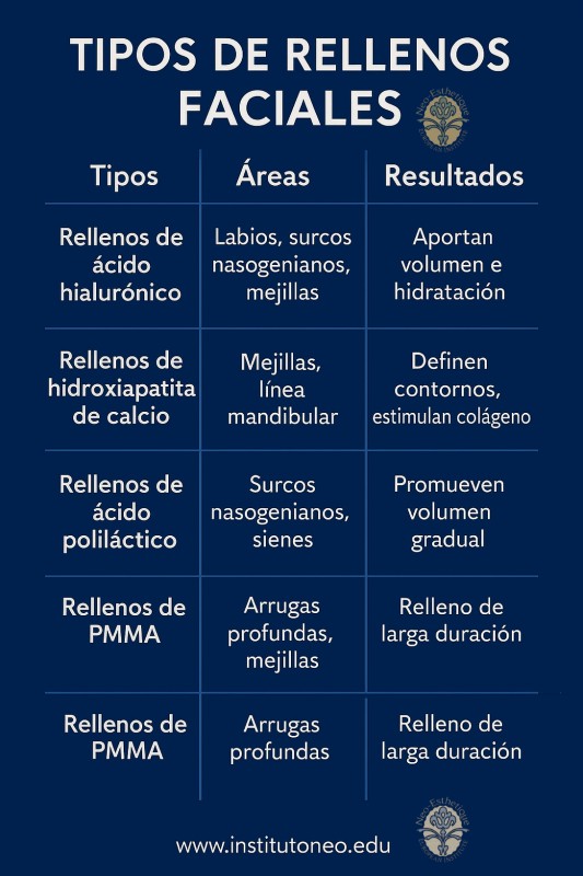 infografia con tipos de rellenos faciales
