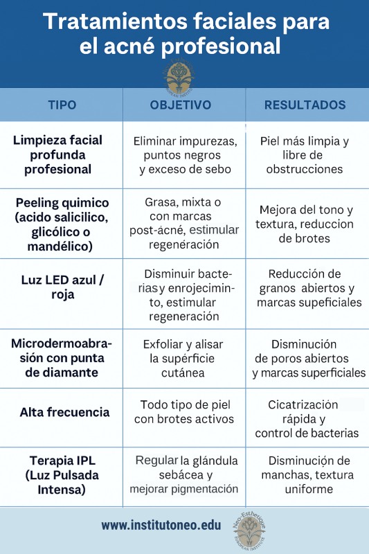 infografia con Tratamientos para el acné 