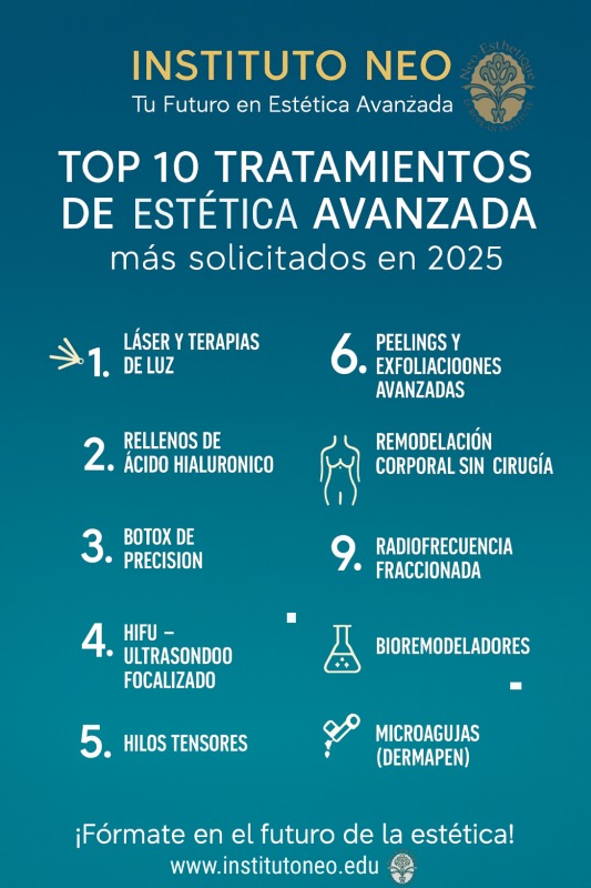 infografia con 10 Tratamientos de estética avanzada más solicitados en puerto rico