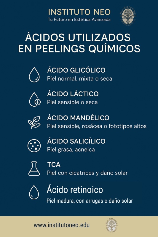 infografia con Ácidos más utilizados en peelings químicos