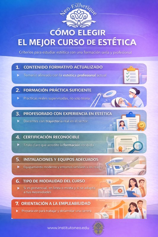 infografia con consejos para elegir el mejor curso de estética en Puerto Rico 