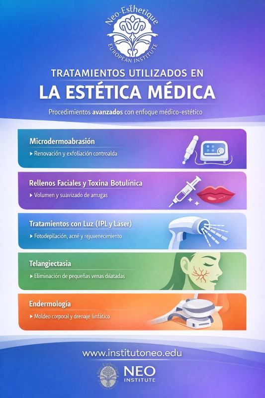 infografia con tratamientos utilizados en la estética médica 