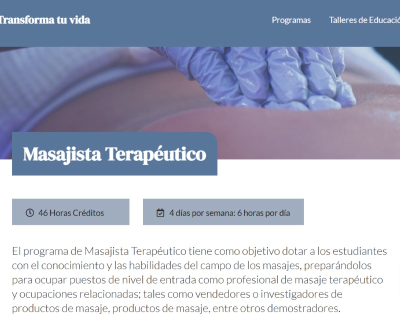 programa de Masajista Terapéutico del Instituto Neo-Esthetique